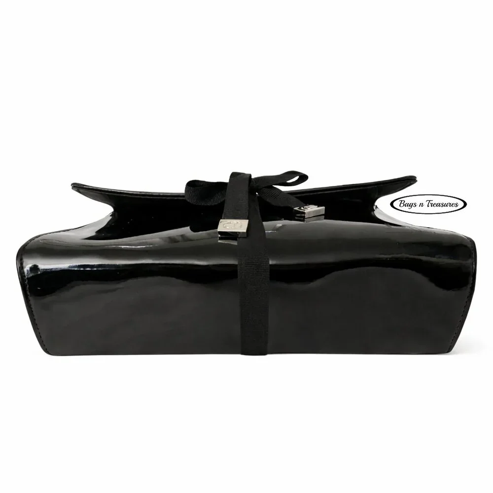 Dior Beauté Patent Leather Cosmetic Bag Black CD Charm Flap Pouch NWOT